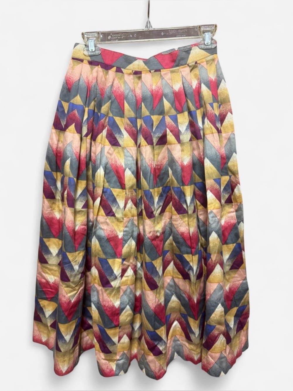 Vintage Dana Bari Cotton/Linen Blend Geometric Patterned Circle Skirt